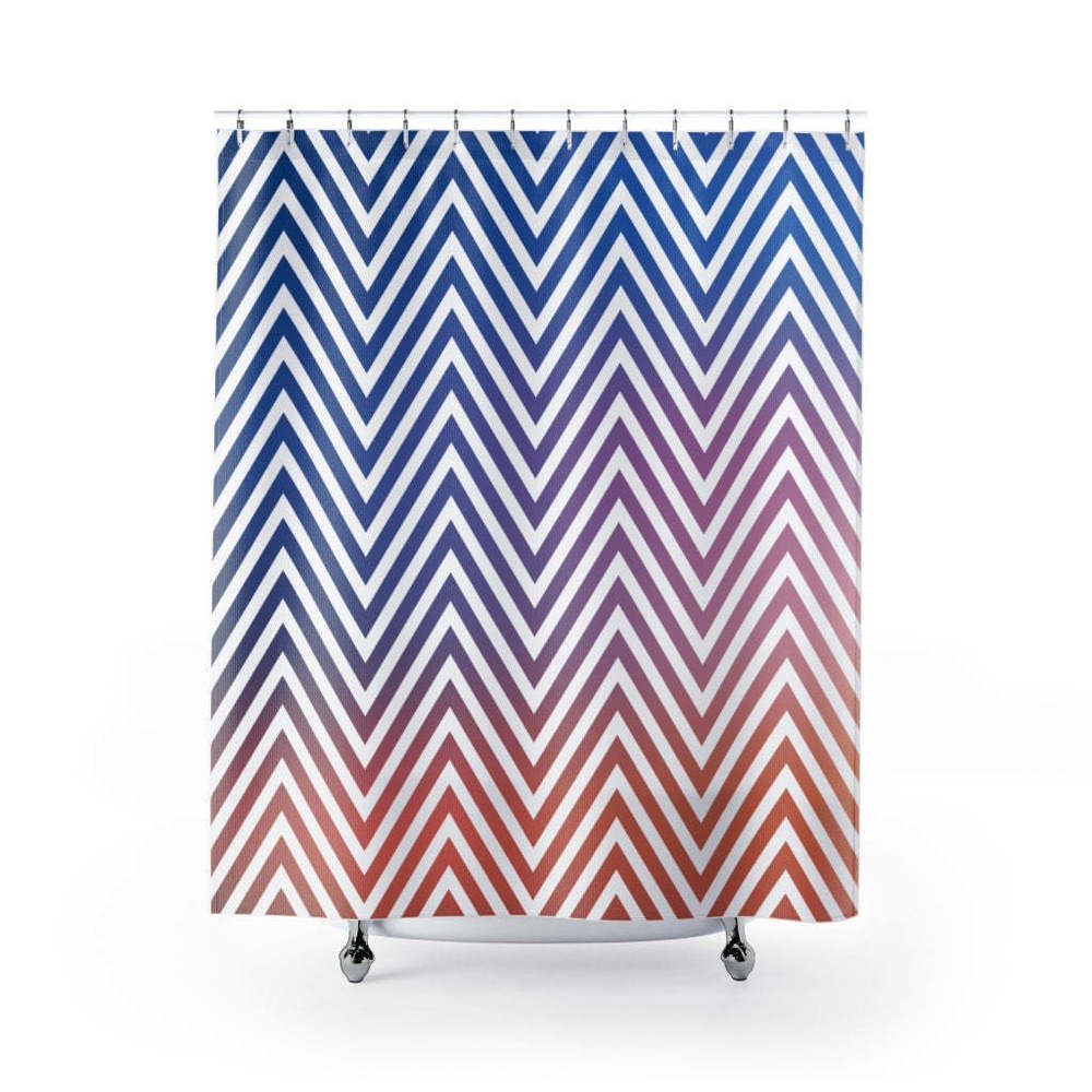 Gradient Zig Zag Stylish Design 71" x 74" Elegant Waterproof Shower Curtain for